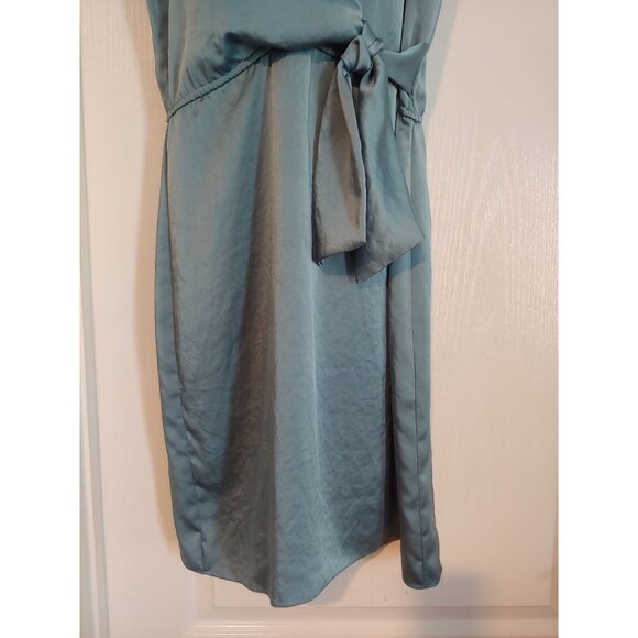 Elie Tahara Shimmer Satin Faux Wrap Sleeveless Business Career Dress 12 - Picture 5 of 14